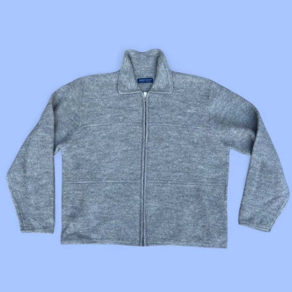 Karen Scott Pure Wool Heather Gray Full Zip Jacket Size S
